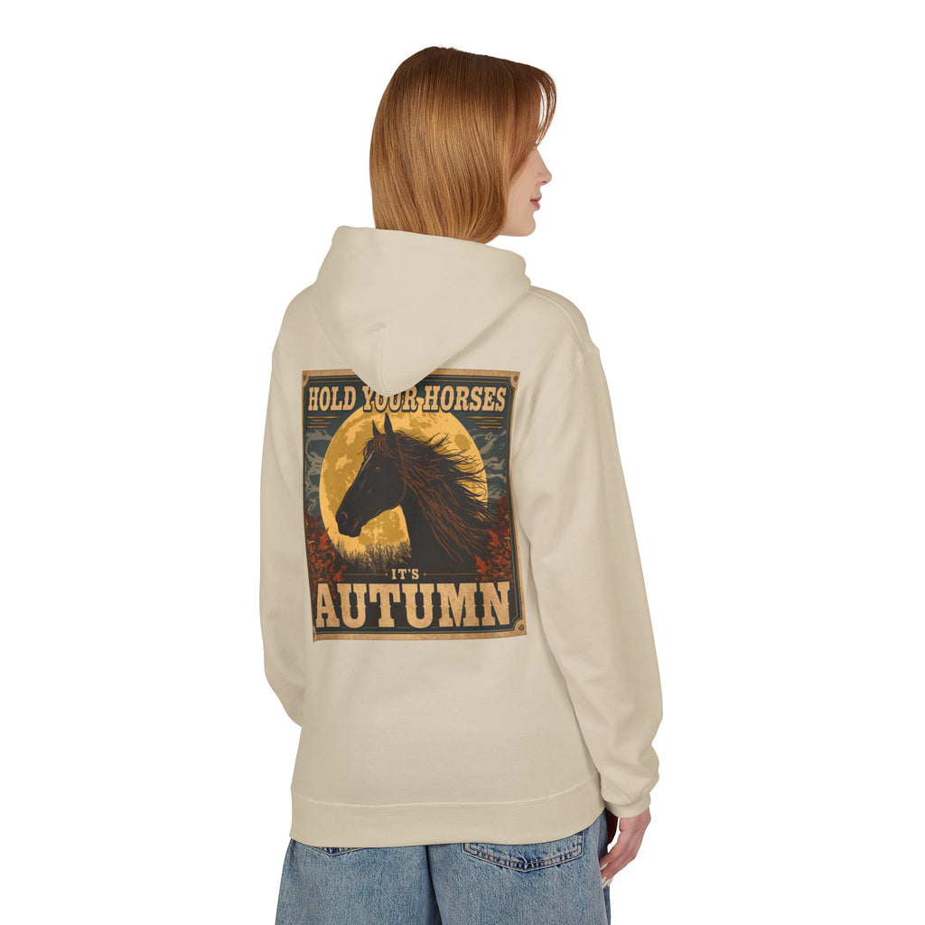 Autumn Horse Hoodie — "Hold Your Horses It's Autumn" Vintage Fall Sweatshirt