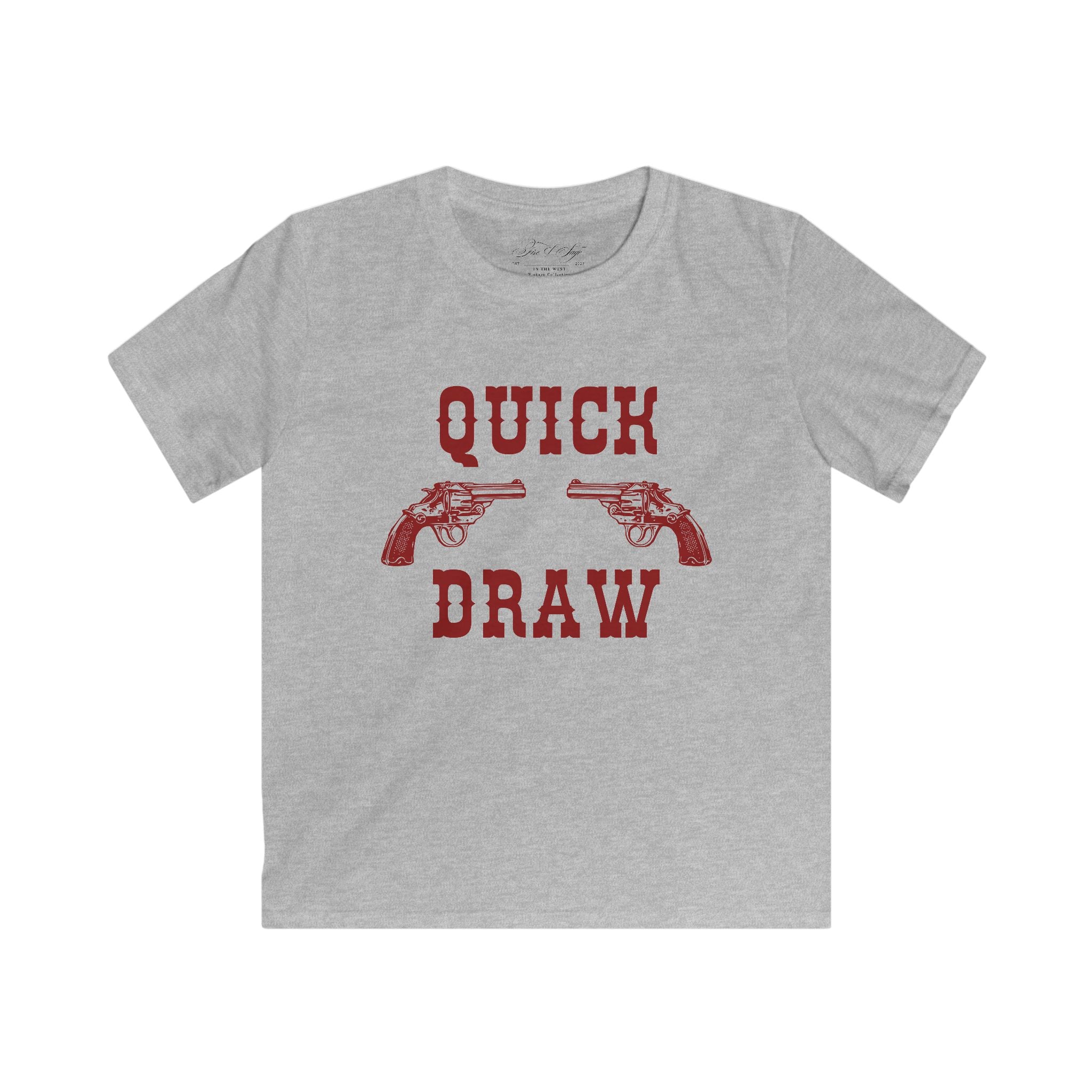 Kids Tee — "Quick Draw" Red Vintage Revolver Graphic