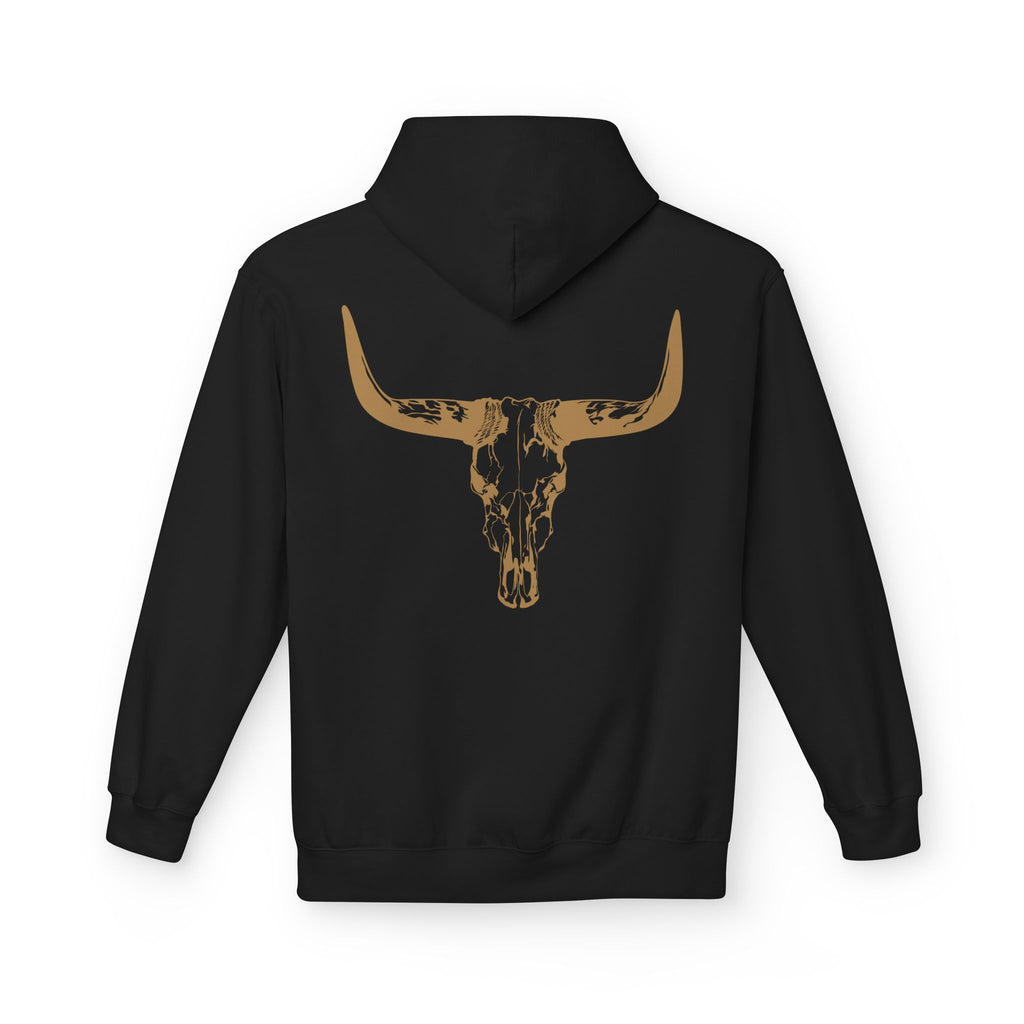 Distressed Gold Longhorn Skull Graphic Hoodie | No B.S. Collection