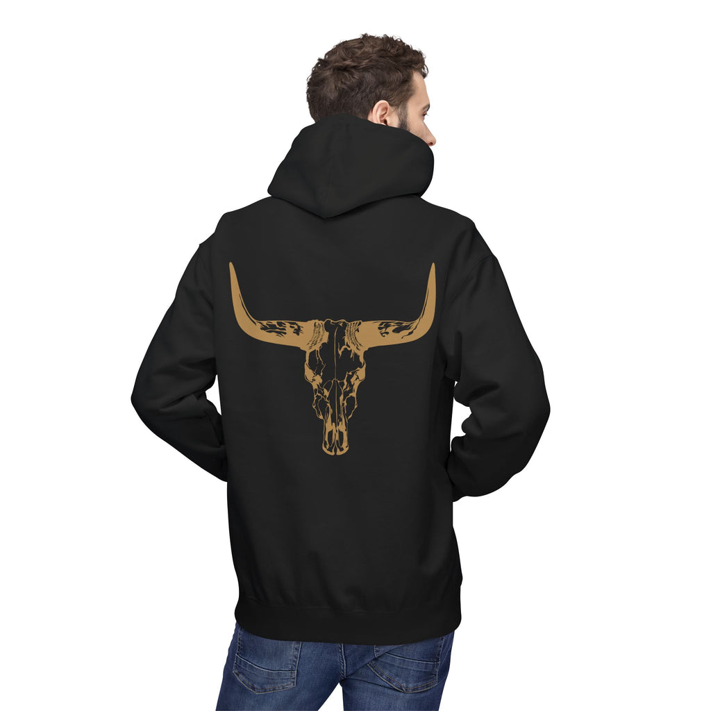 Distressed Gold Longhorn Skull Graphic Hoodie | No B.S. Collection