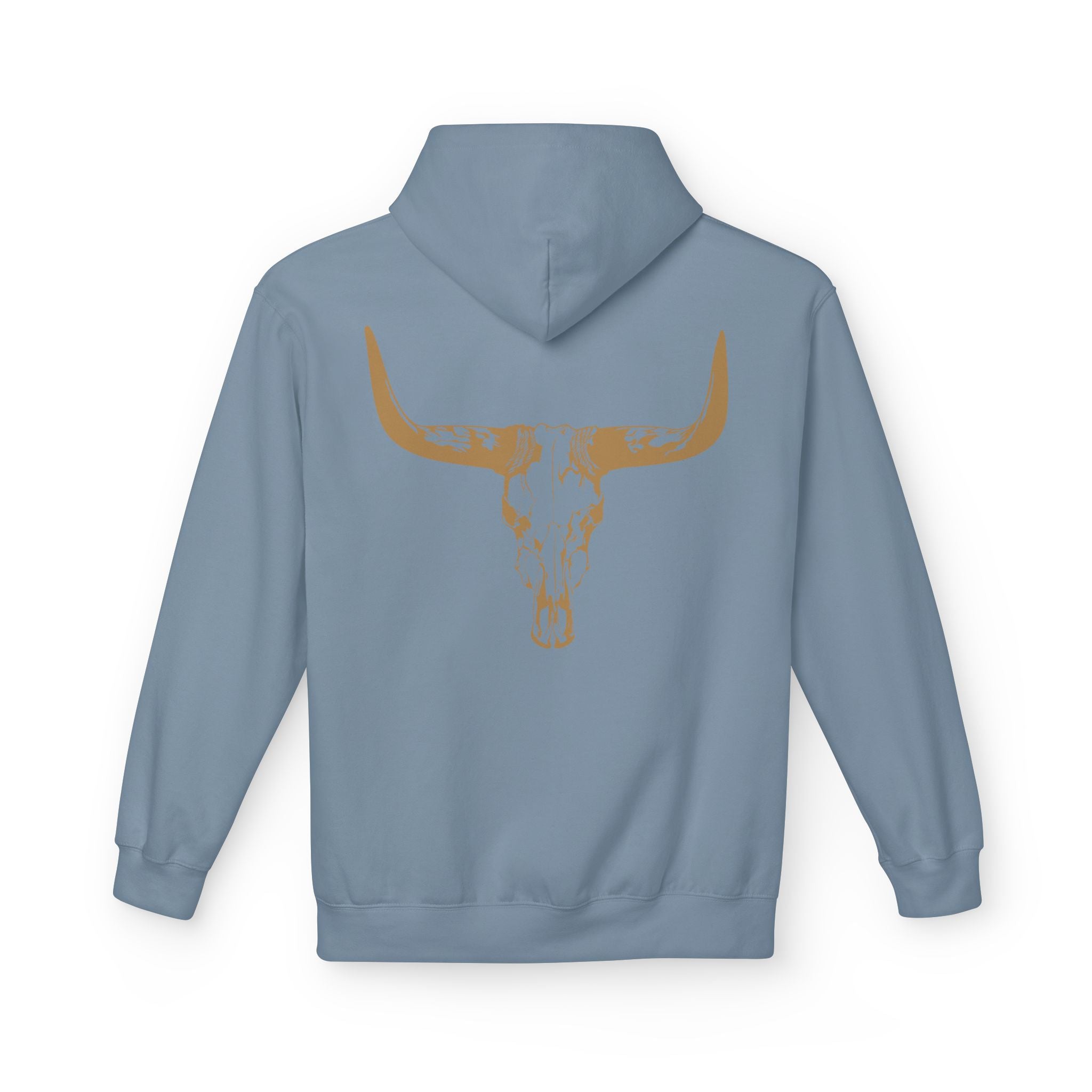 Distressed Gold Longhorn Skull Graphic Hoodie | No B.S. Collection