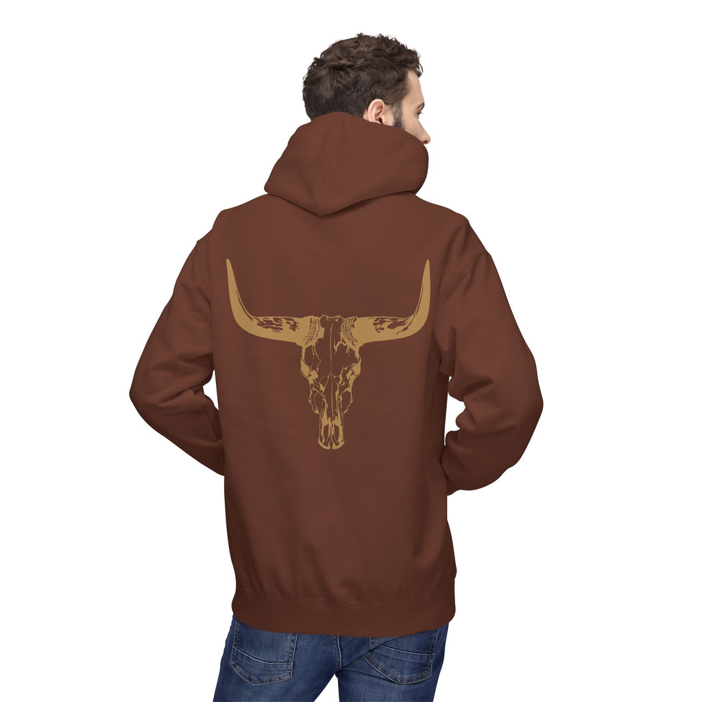 Distressed Gold Longhorn Skull Graphic Hoodie | No B.S. Collection