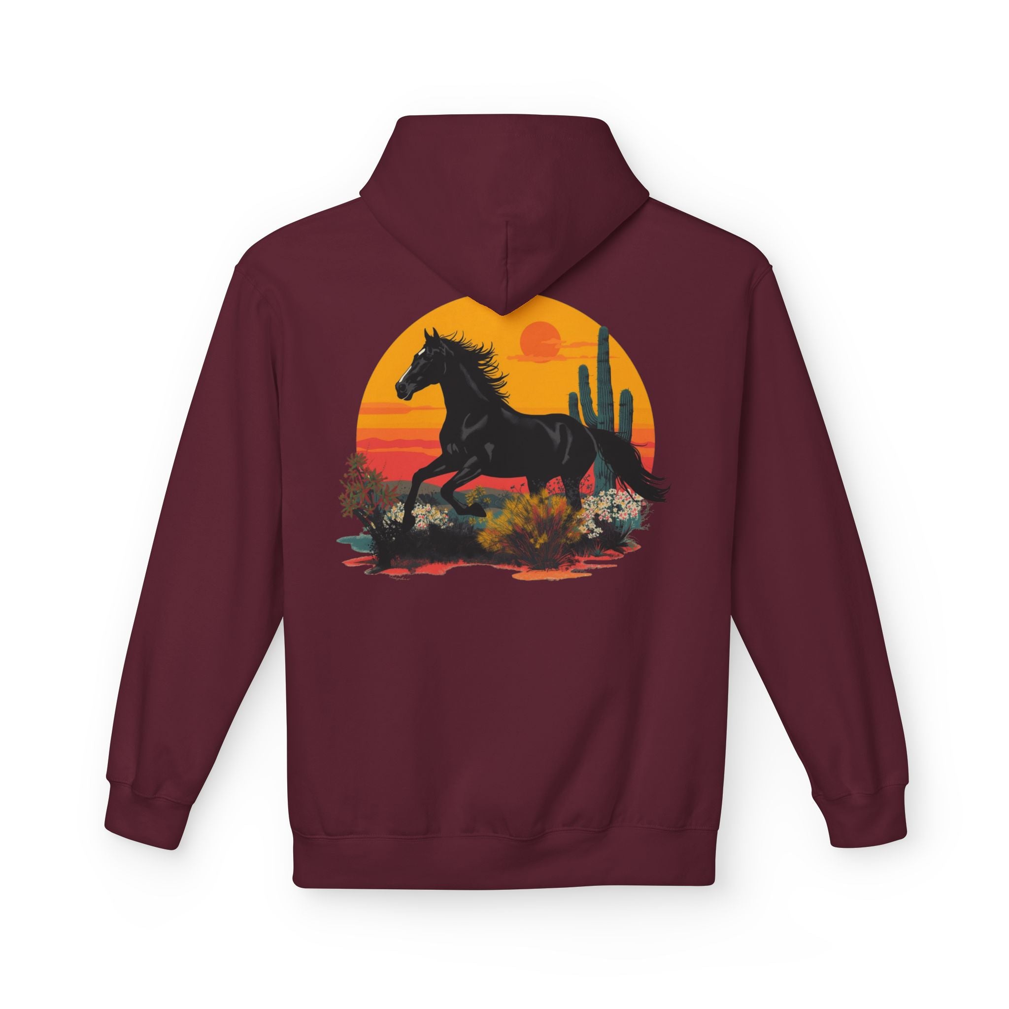 Horse Ride Hoodie — Desert Sunset Mustang Graphic Pullover