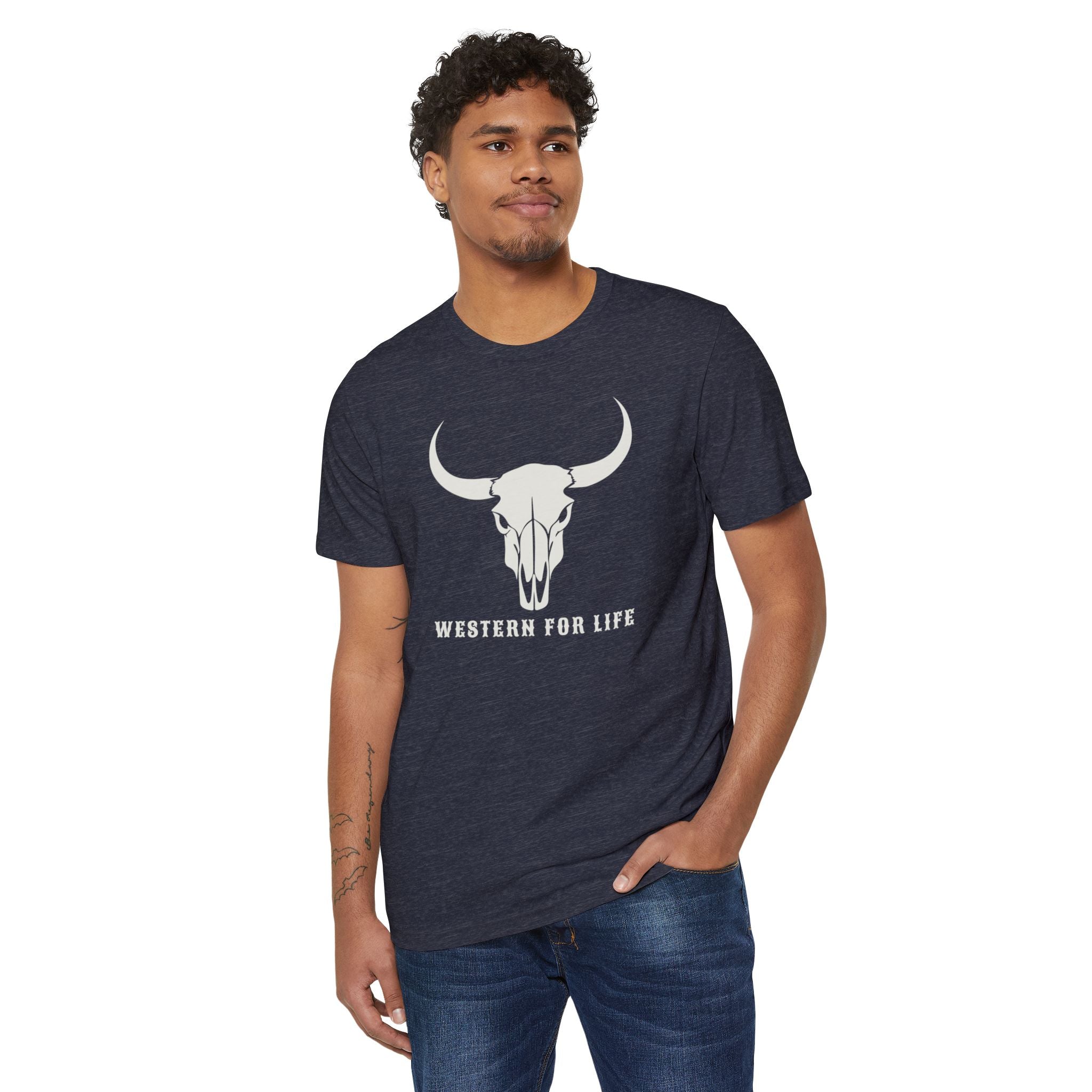 Western For Life T‑Shirt — Vintage Longhorn Skull Graphic Tee
