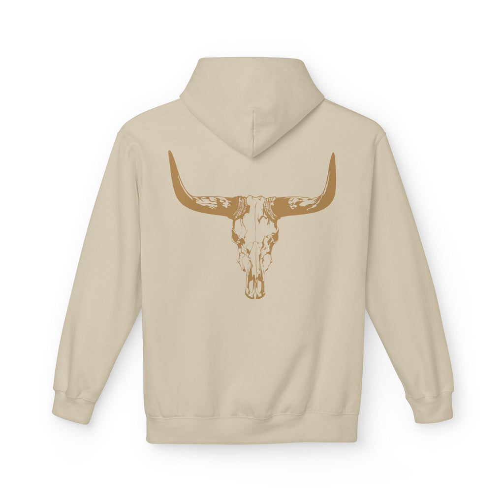 Distressed Gold Longhorn Skull Graphic Hoodie | No B.S. Collection