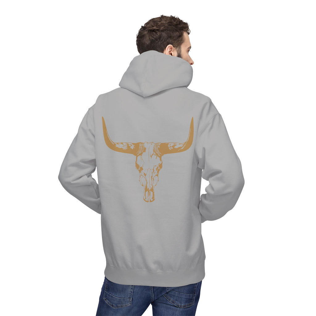 Distressed Gold Longhorn Skull Graphic Hoodie | No B.S. Collection