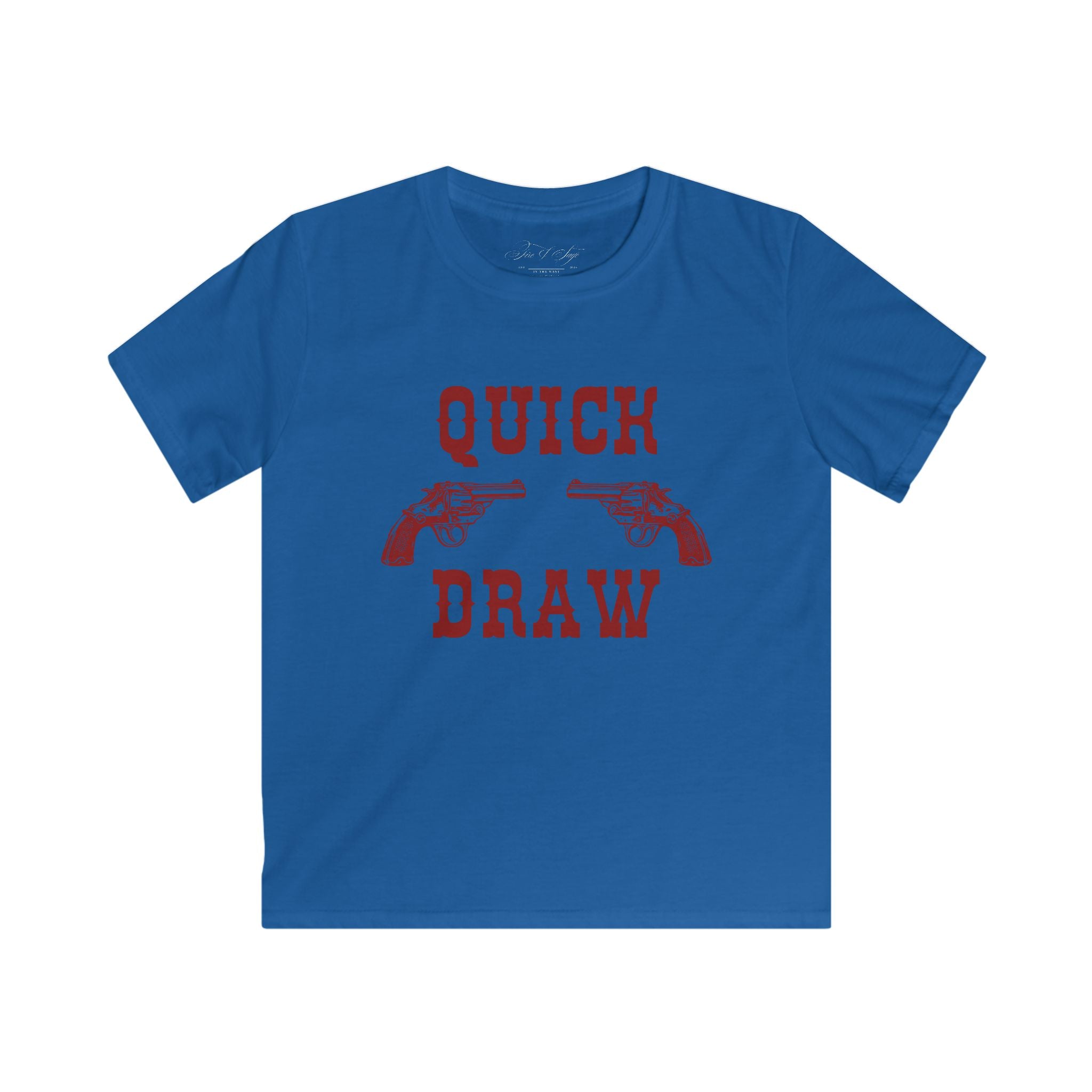 Kids Tee — "Quick Draw" Red Vintage Revolver Graphic
