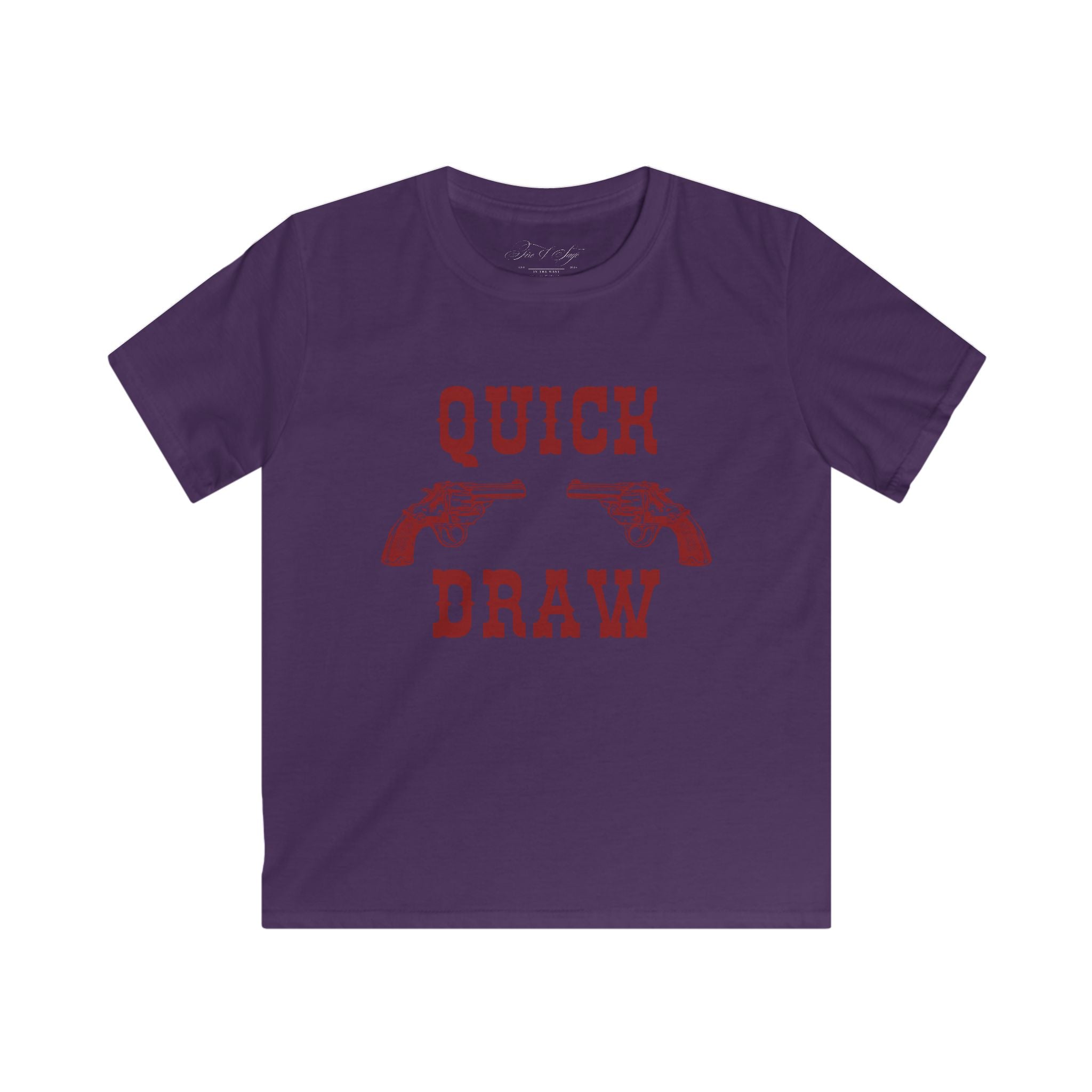 Kids Tee — "Quick Draw" Red Vintage Revolver Graphic