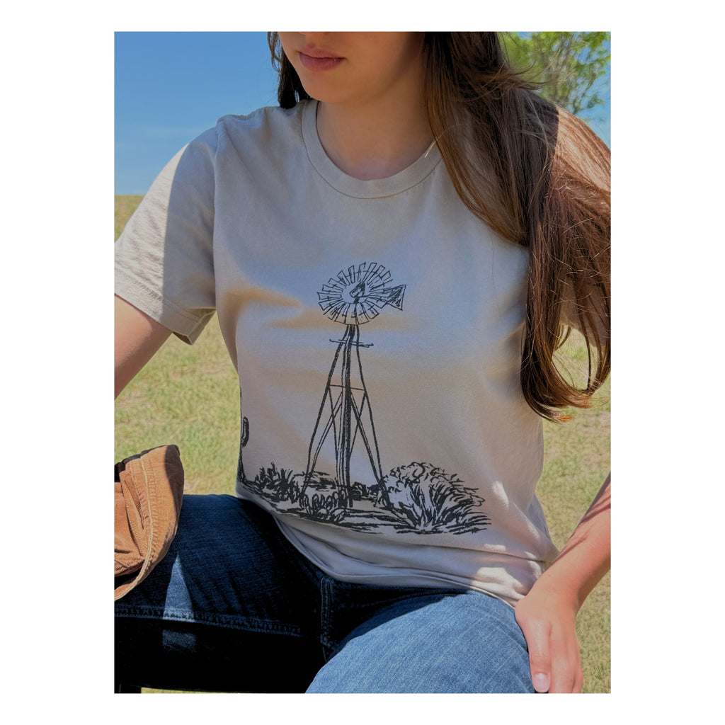 Desert Windmill Tee | Western Cactus T-Shirt