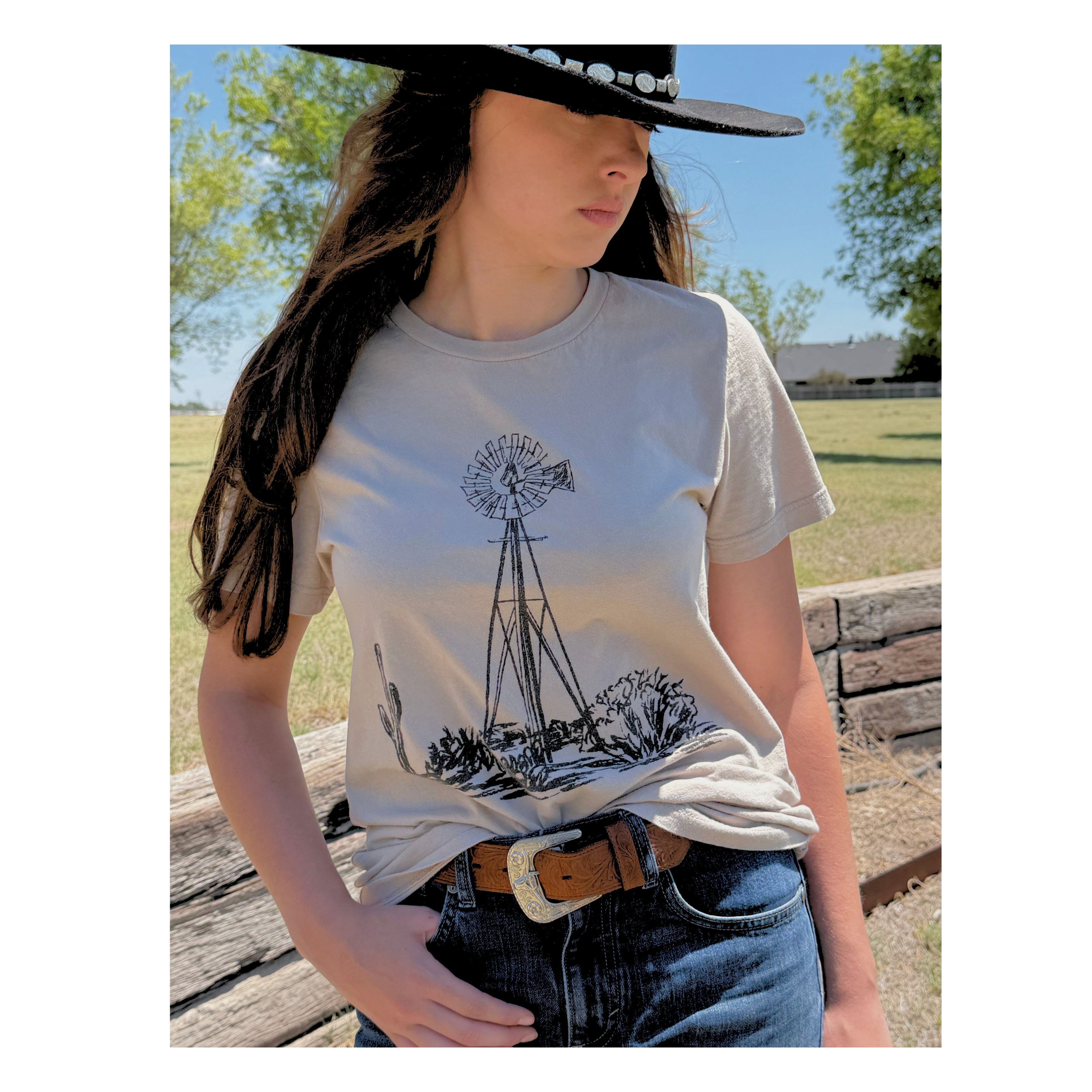 Desert Windmill Tee | Western Cactus T-Shirt