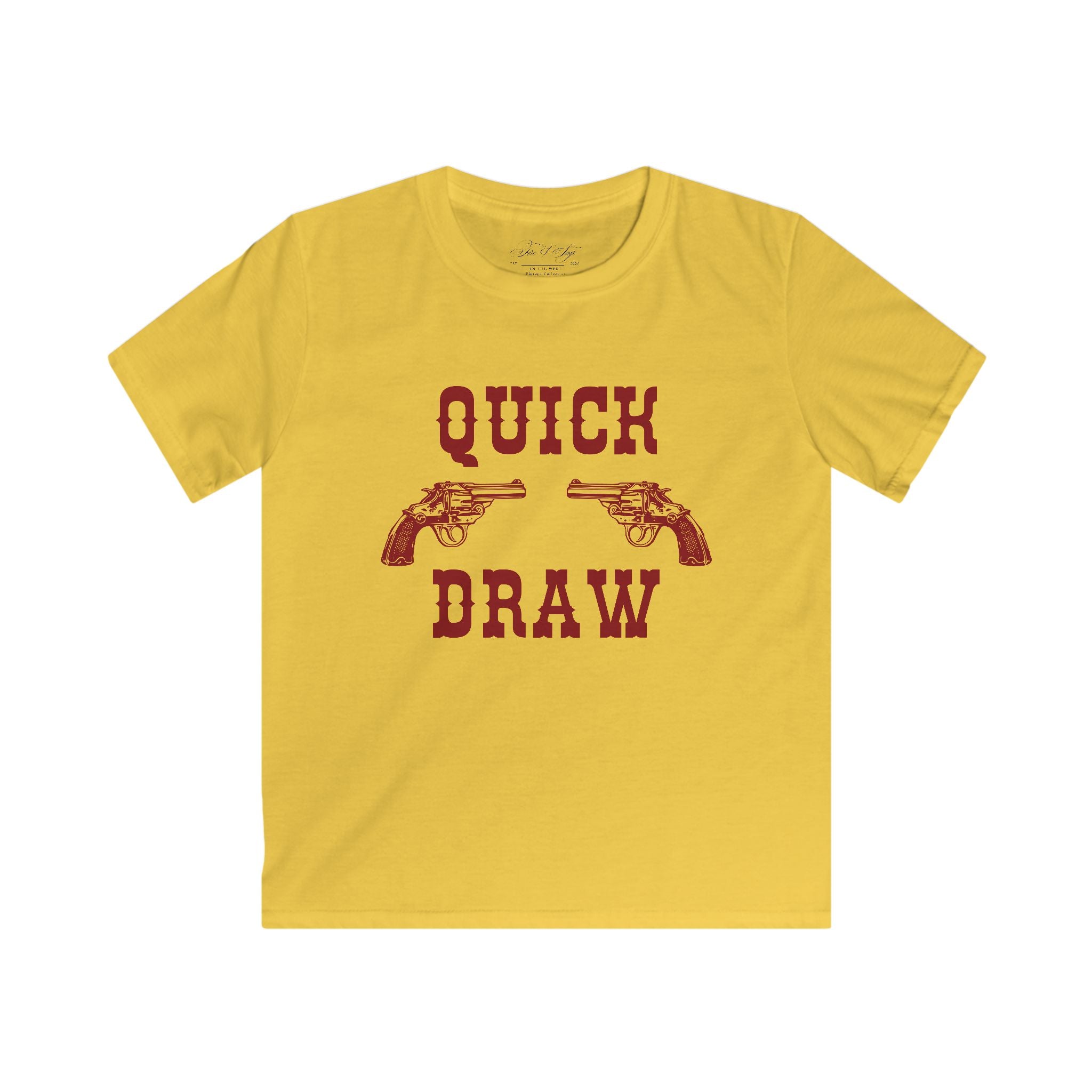 Kids Tee — "Quick Draw" Red Vintage Revolver Graphic