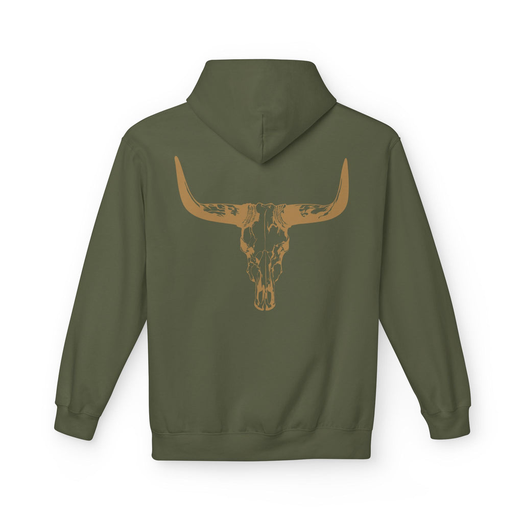 Distressed Gold Longhorn Skull Graphic Hoodie | No B.S. Collection