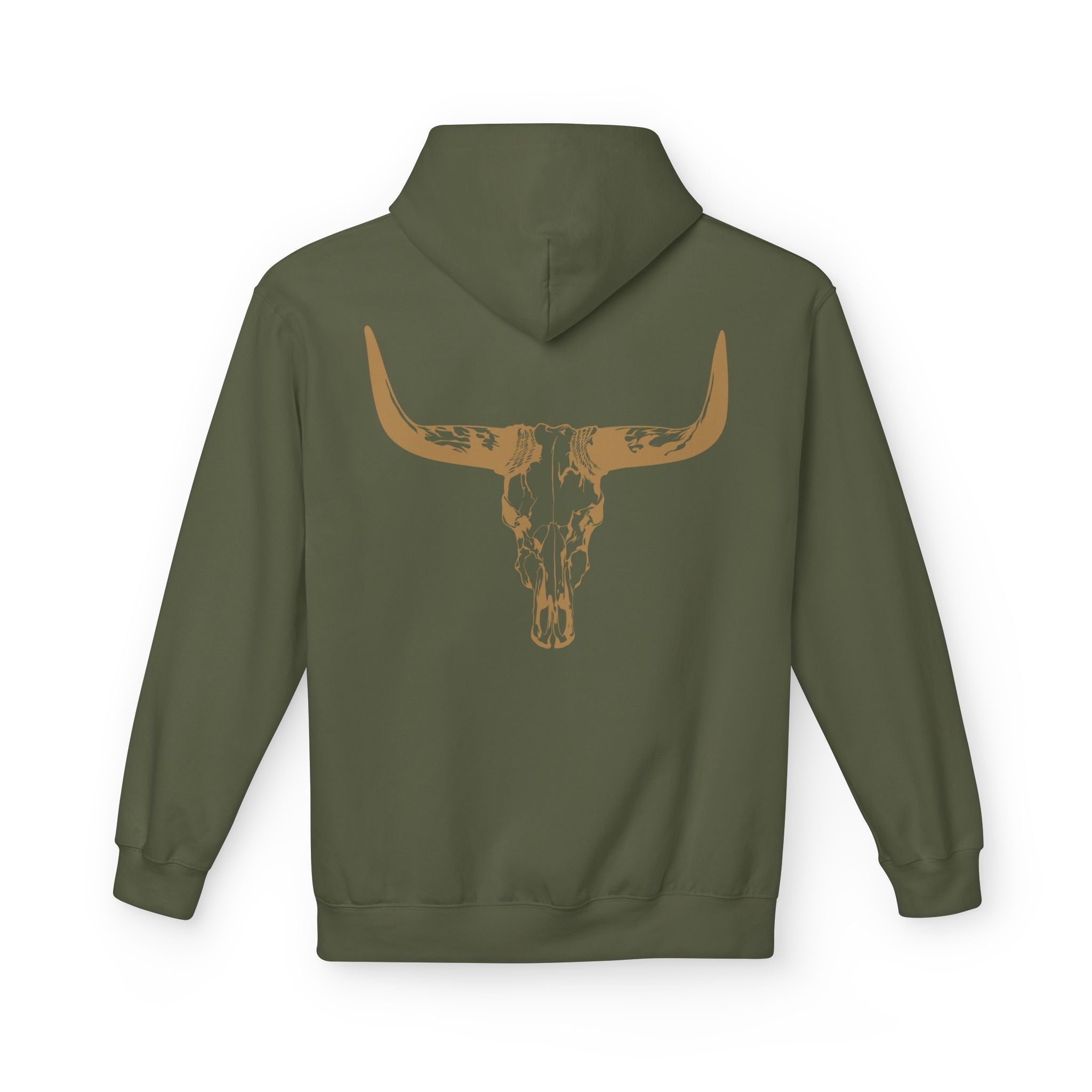 Distressed Gold Longhorn Skull Graphic Hoodie | No B.S. Collection