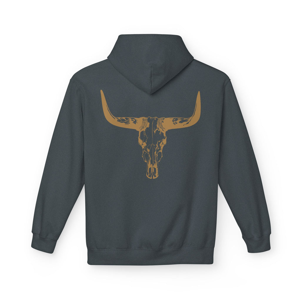 Distressed Gold Longhorn Skull Graphic Hoodie | No B.S. Collection