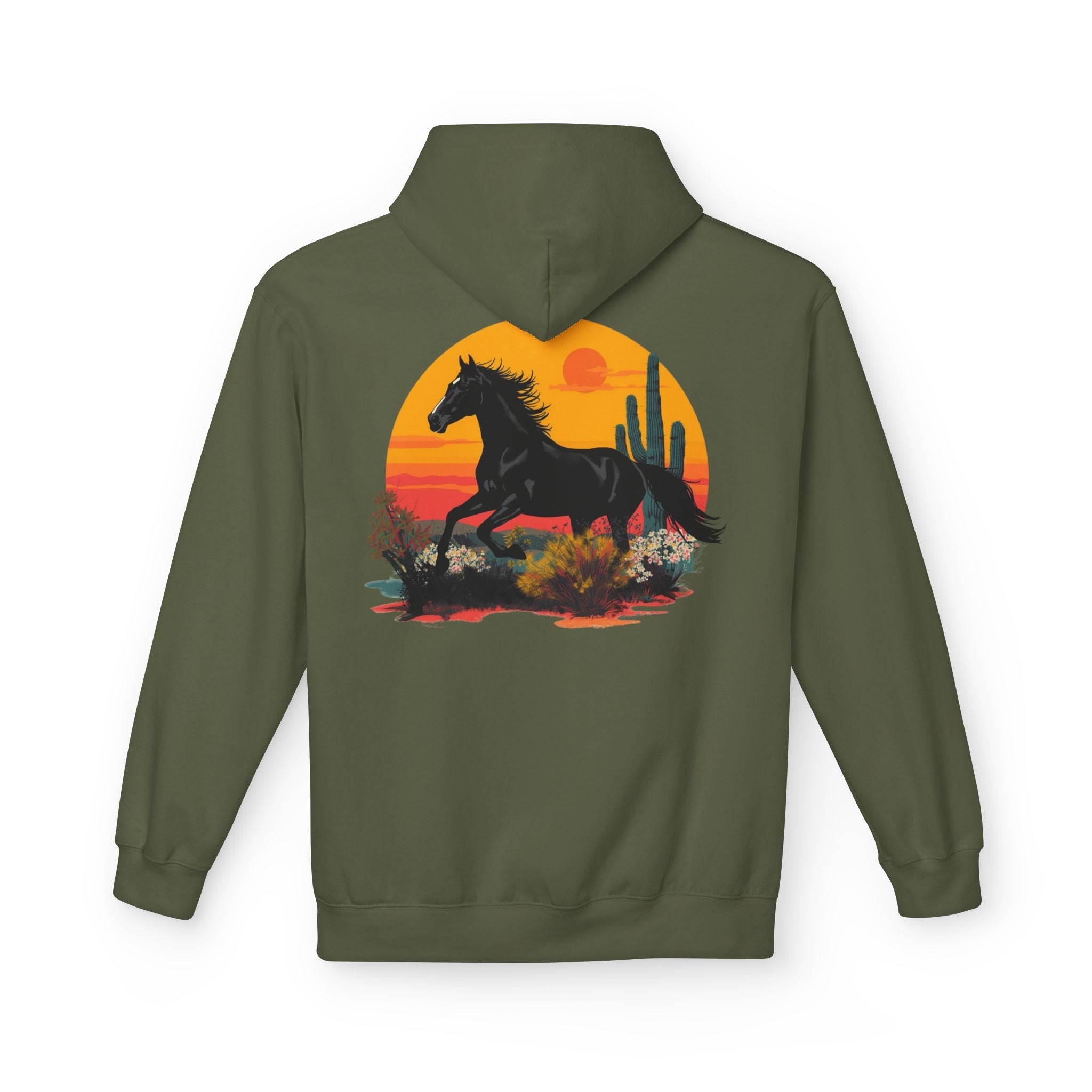 Horse Ride Hoodie — Desert Sunset Mustang Graphic Pullover