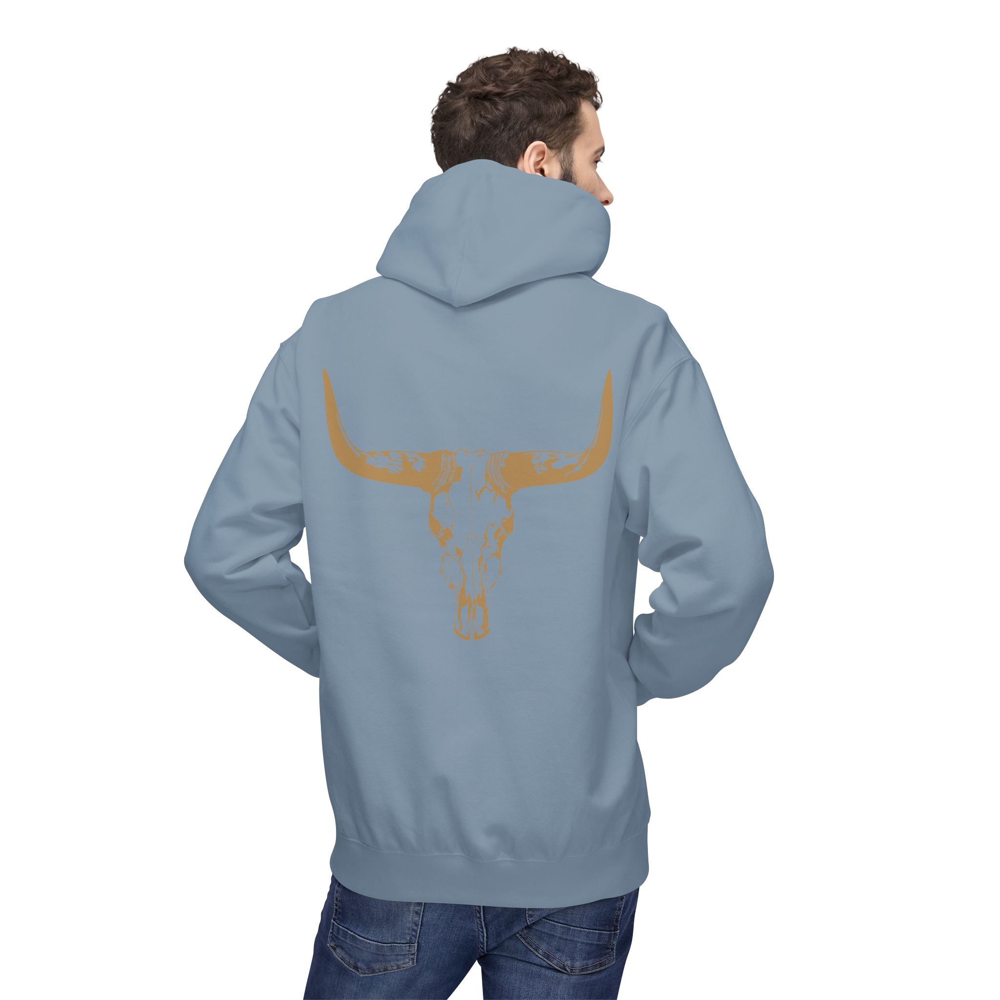 Distressed Gold Longhorn Skull Graphic Hoodie | No B.S. Collection