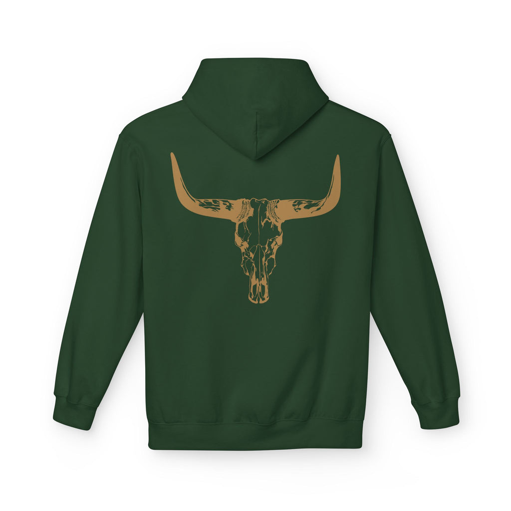 Distressed Gold Longhorn Skull Graphic Hoodie | No B.S. Collection