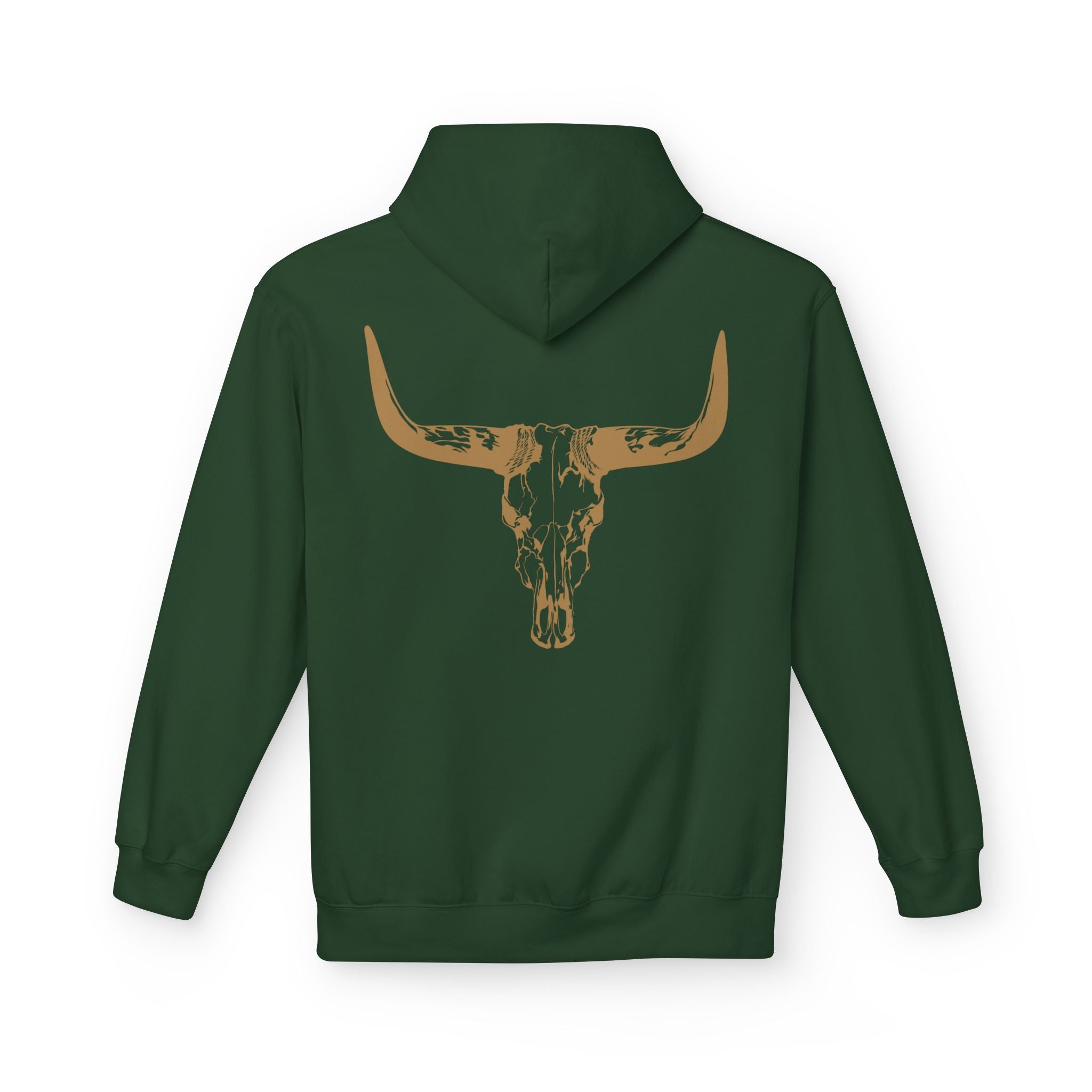 Distressed Gold Longhorn Skull Graphic Hoodie | No B.S. Collection