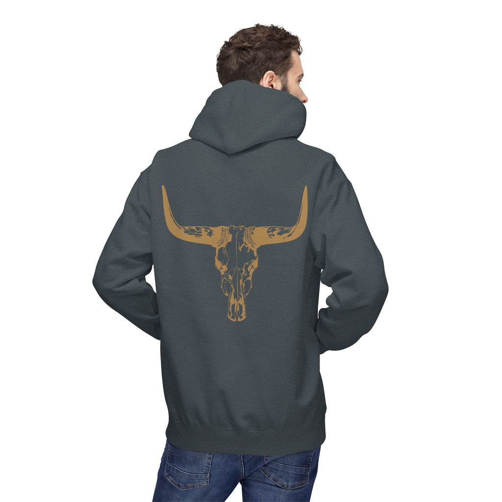 Distressed Gold Longhorn Skull Graphic Hoodie | No B.S. Collection