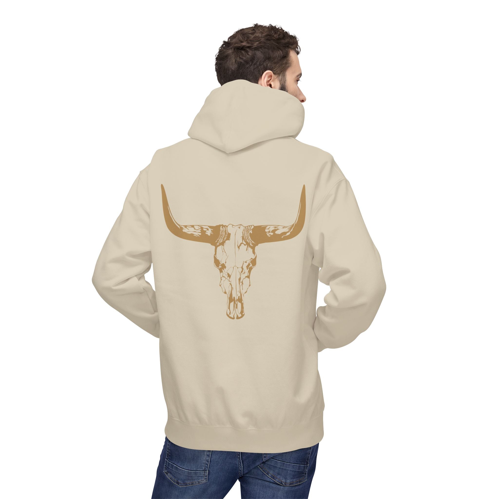Distressed Gold Longhorn Skull Graphic Hoodie | No B.S. Collection