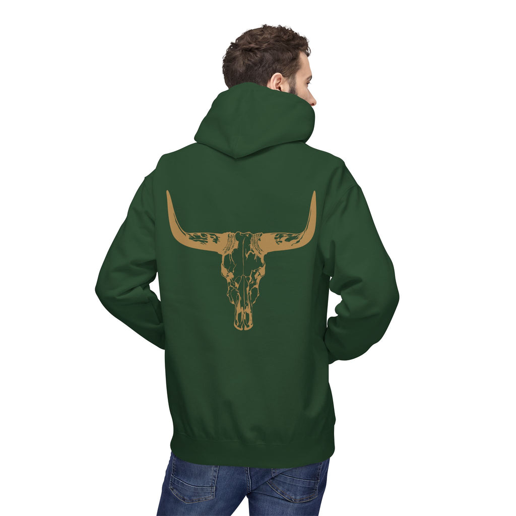 Distressed Gold Longhorn Skull Graphic Hoodie | No B.S. Collection