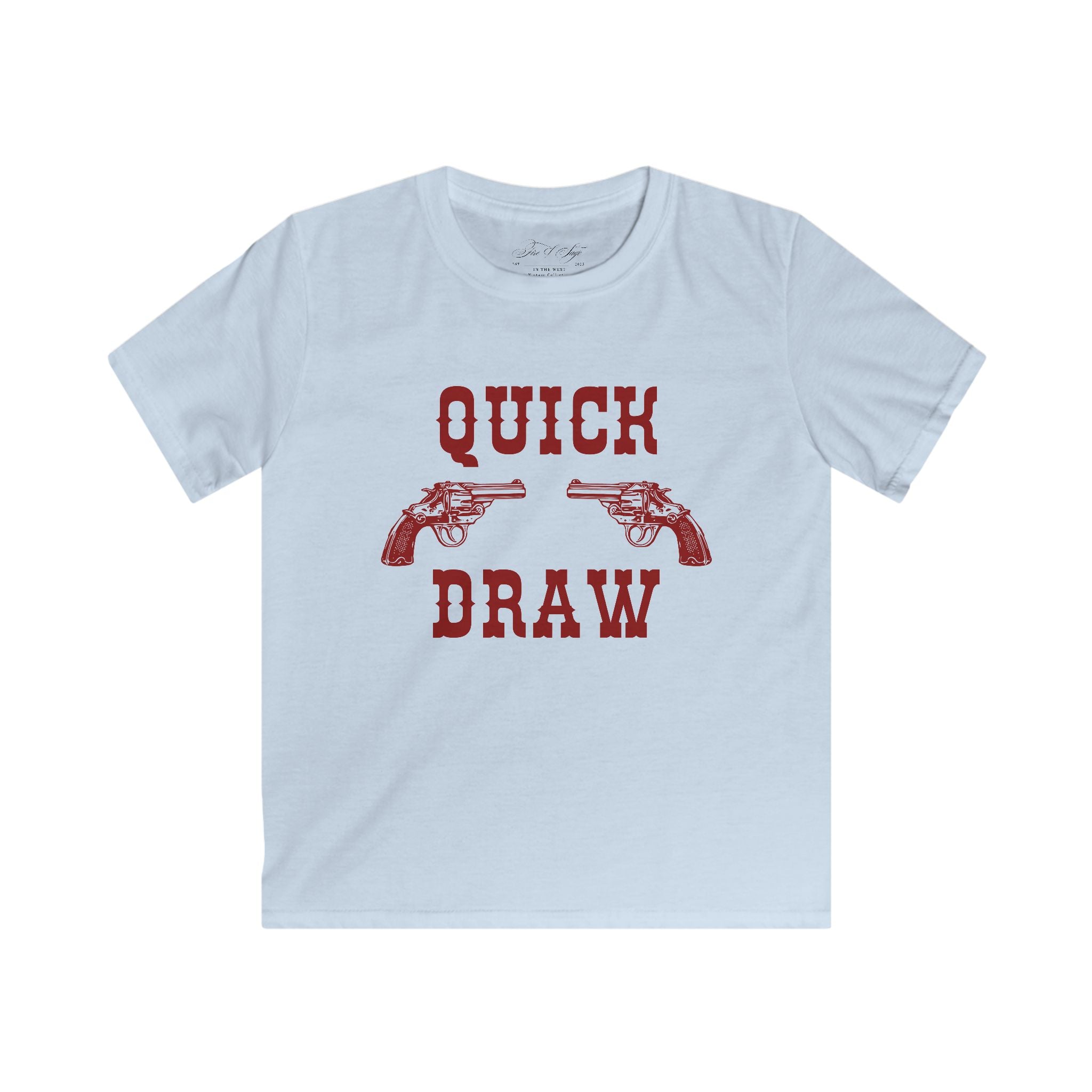 Kids Tee — "Quick Draw" Red Vintage Revolver Graphic