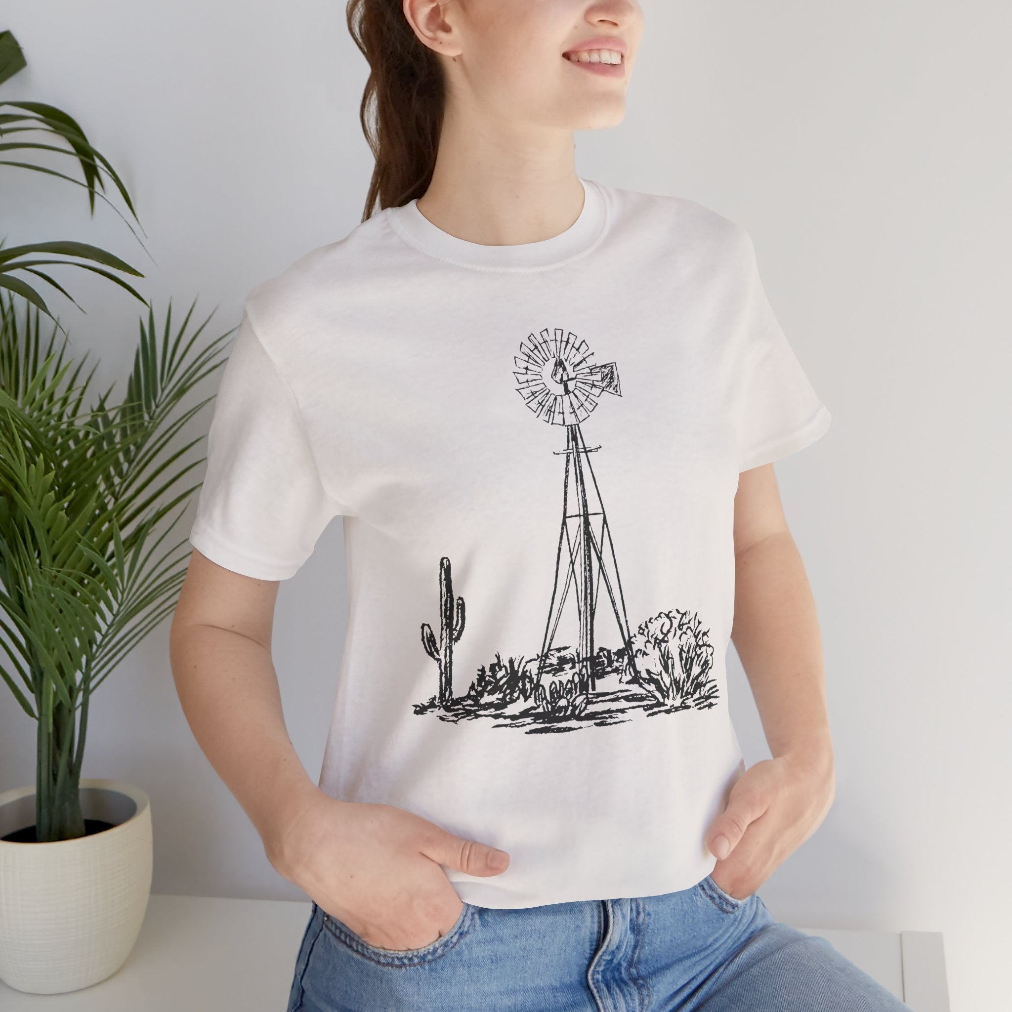 Desert Windmill Tee | Western Cactus T-Shirt