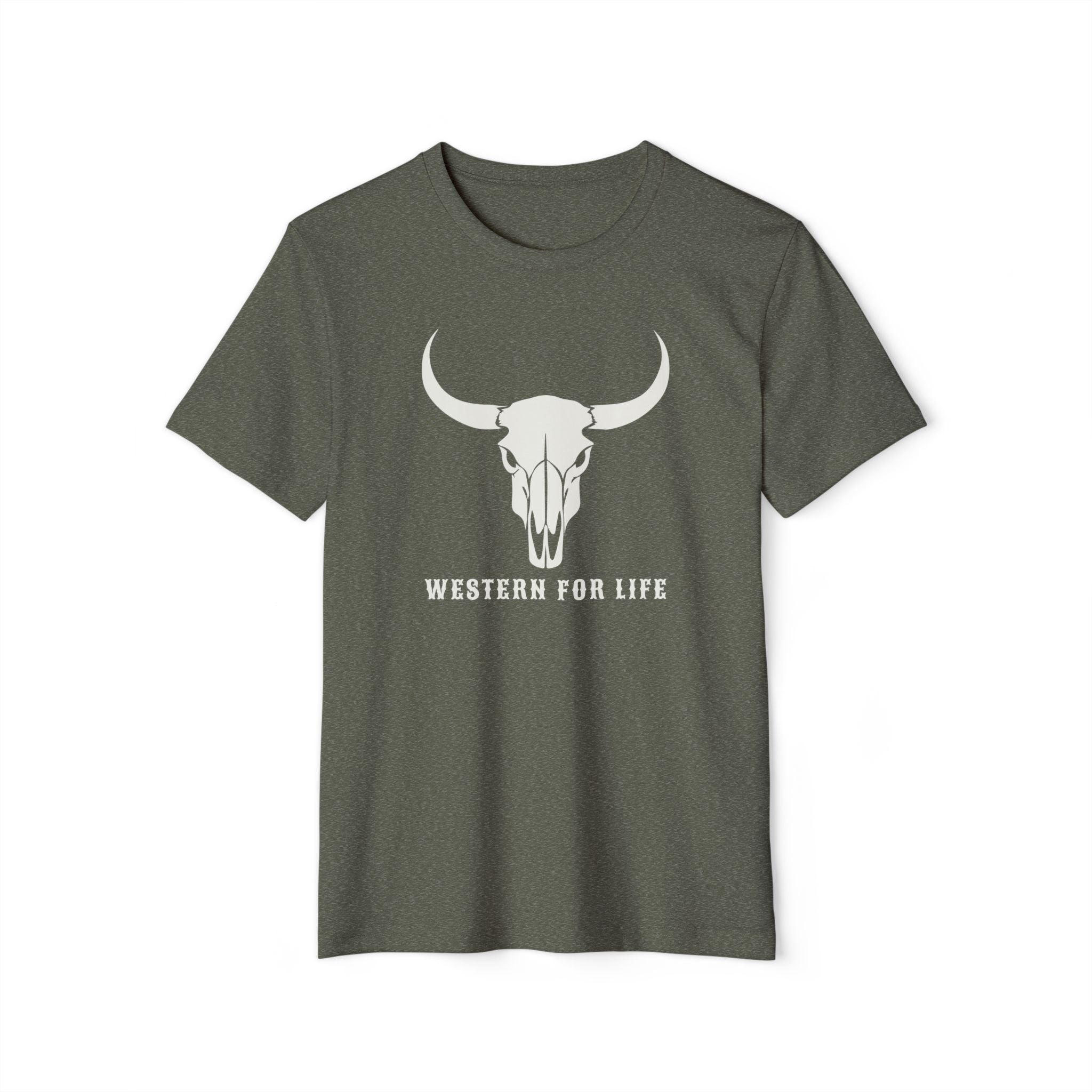 Western For Life T‑Shirt — Vintage Longhorn Skull Graphic Tee