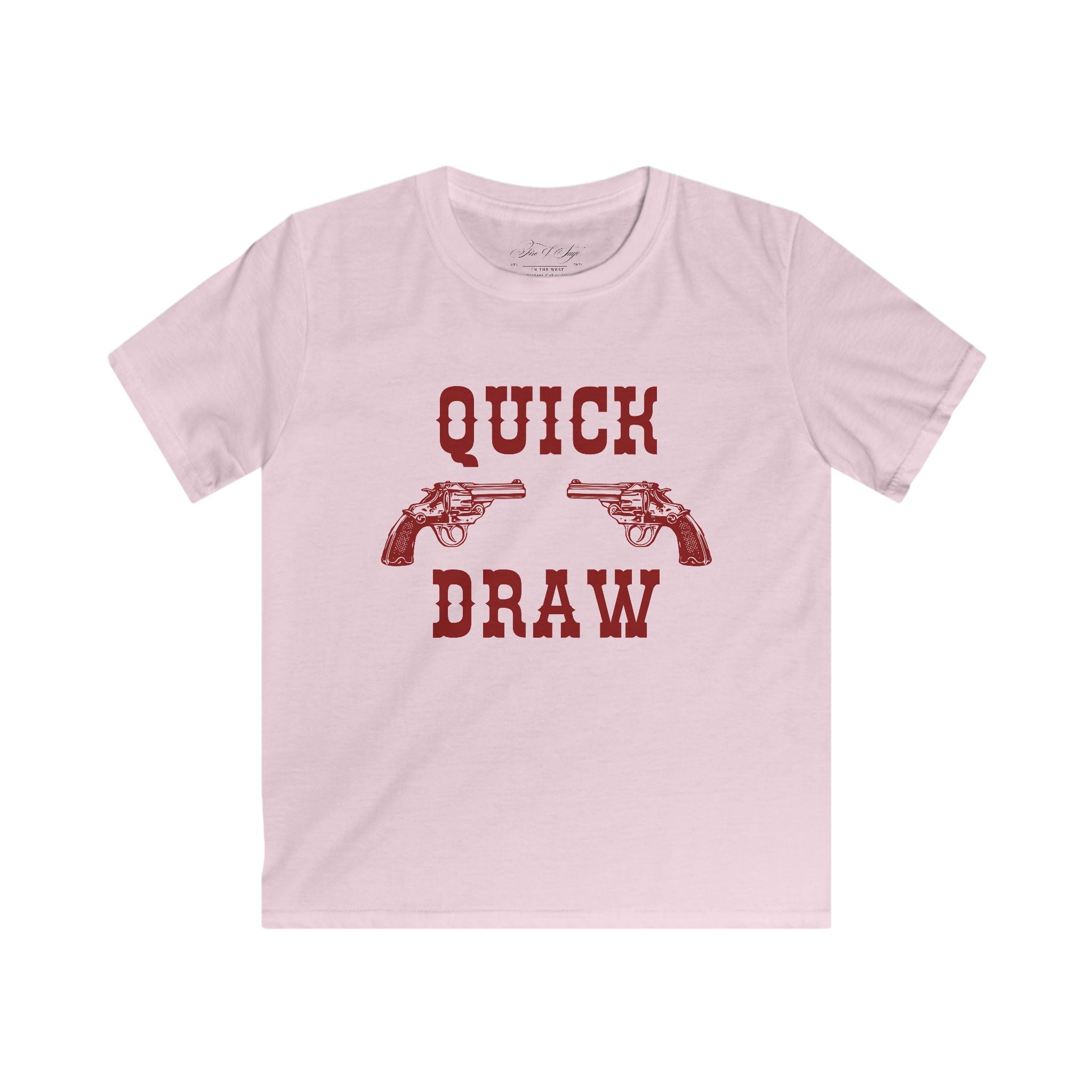 Kids Tee — "Quick Draw" Red Vintage Revolver Graphic
